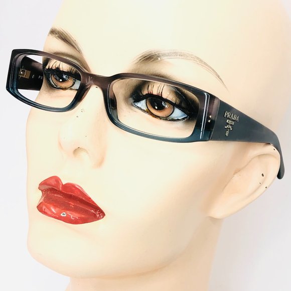 Prada Eyeglasses Gray Glossy Rectangular Frames - Picture 1 of 5